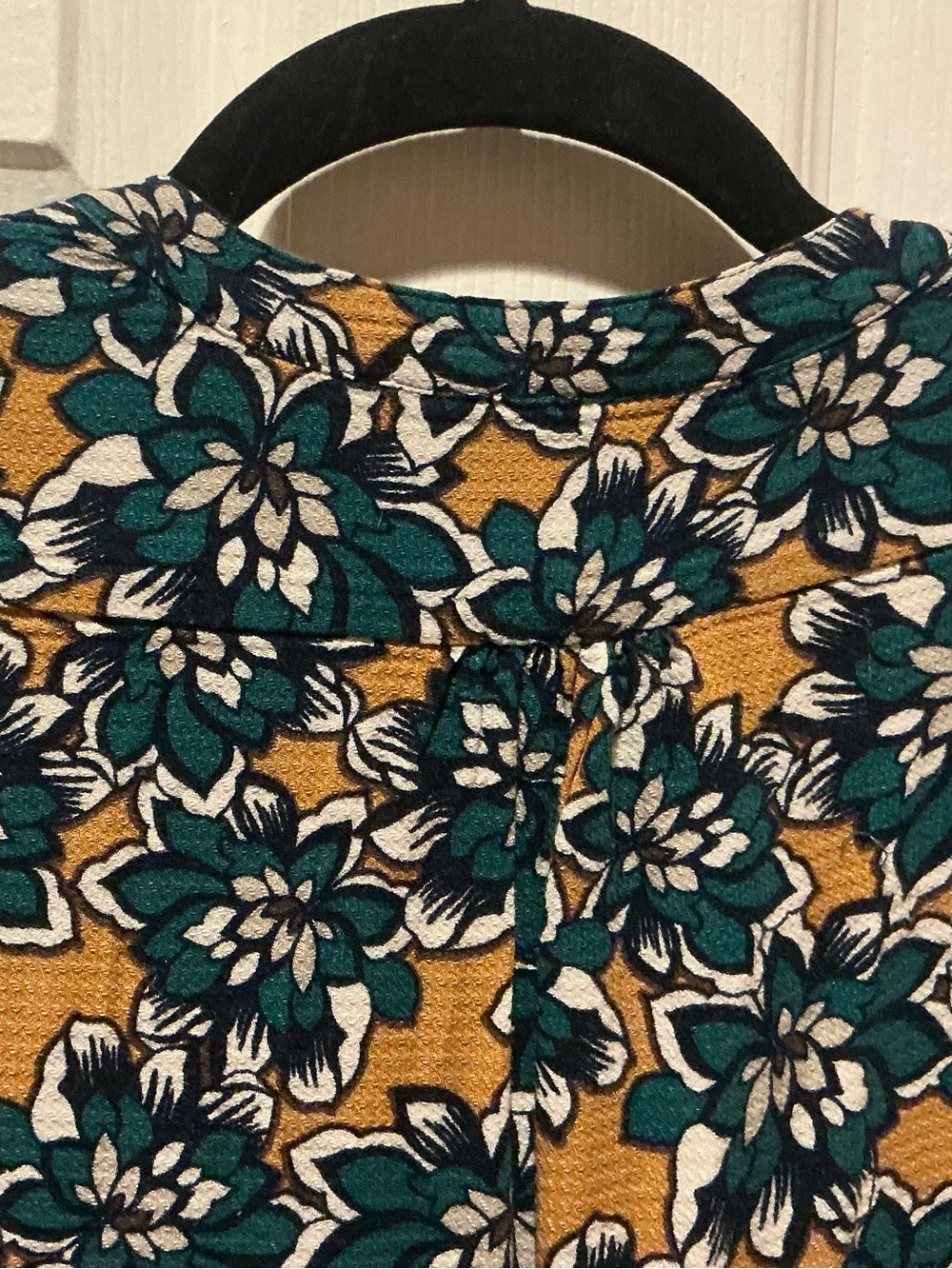 Olsen Teal Floral Henley Babydoll Tunic Top - P2P 20 - Picture 5 of 7